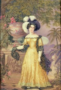 Lady Rowe, Standing Small Full Length on a Terrace, a Moonlit Jamaican Landscape Beyond by Isaac Mendes Belisario
